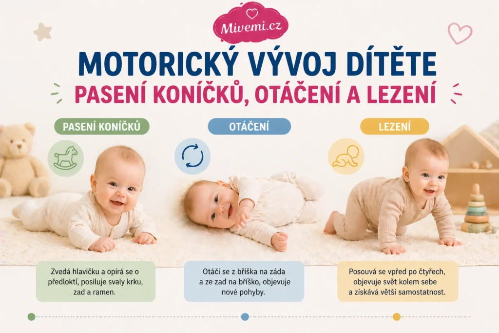 Motorický vývoj dítěte - pasení koníčků, otáčení a lezení