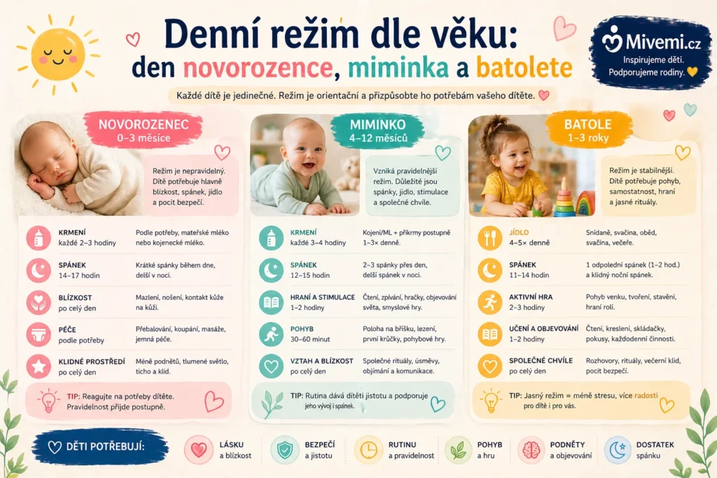 Denní režim podle věku novorozence, miminka a batolete