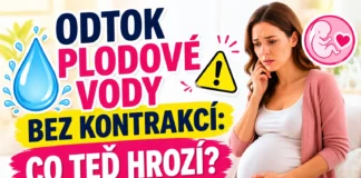 Odtok plodové vody bez kontrakcí
