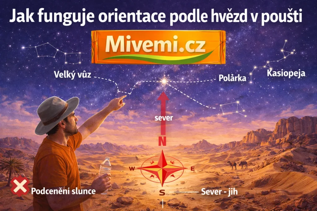 Orientace podle hvězd v poušti