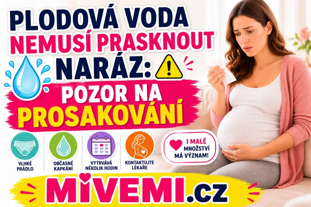 Plodová voda nemusí prasknout naráz a pozor na prosakování