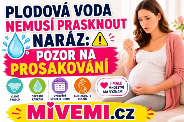 Plodová voda nemusí prasknout naráz a pozor na prosakování