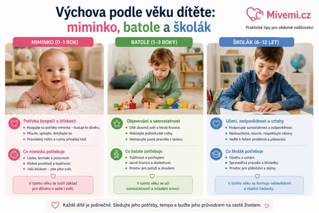 Výchova podle věku dítěte od miminka, batolete po školáka